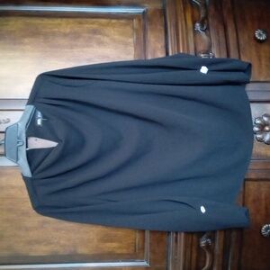 Zara Women's Black Draped Neckline Blouse With Shoulder Pleats